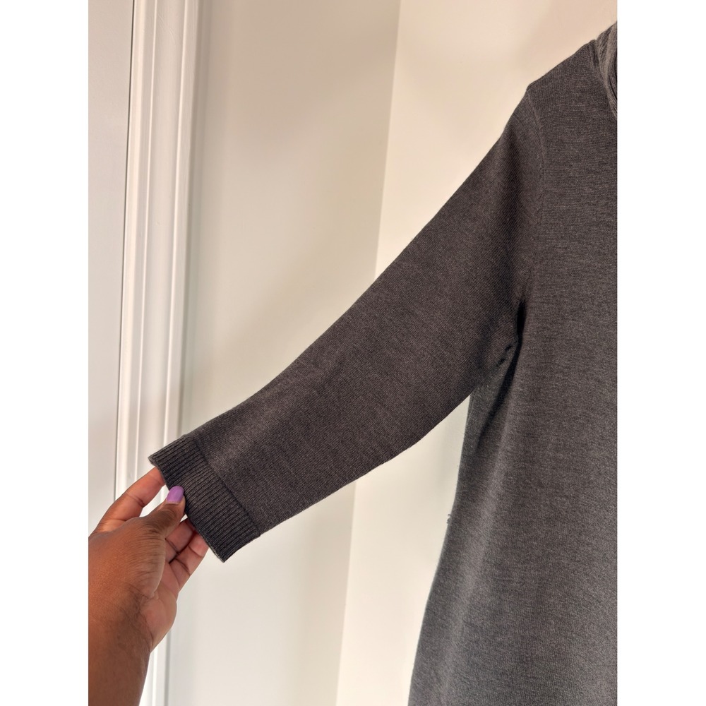 Talbots Pure Italian Merino Wool Blend Sweater Dress Gray Turtleneck Midi Medium - Picture 8 of 12